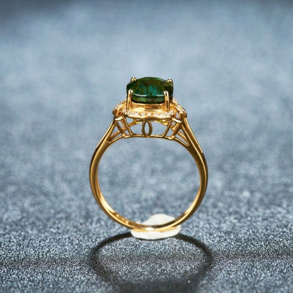 14k Gold 2.8 Ct Natural Tourmaline & Diamond Ring - 6