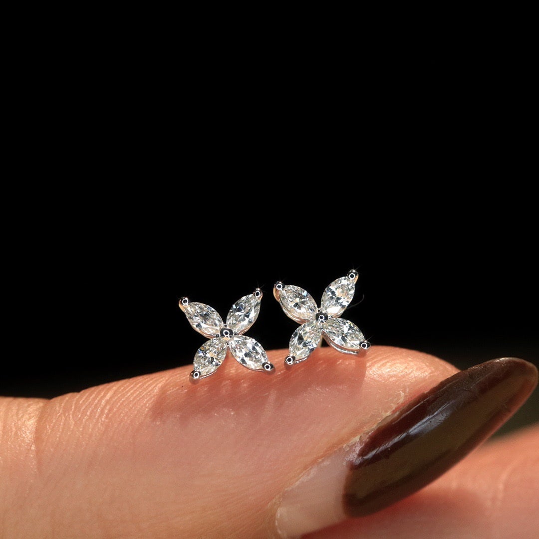 14k Gold 0.36 Ct Natural H Diamond Earrings - 2