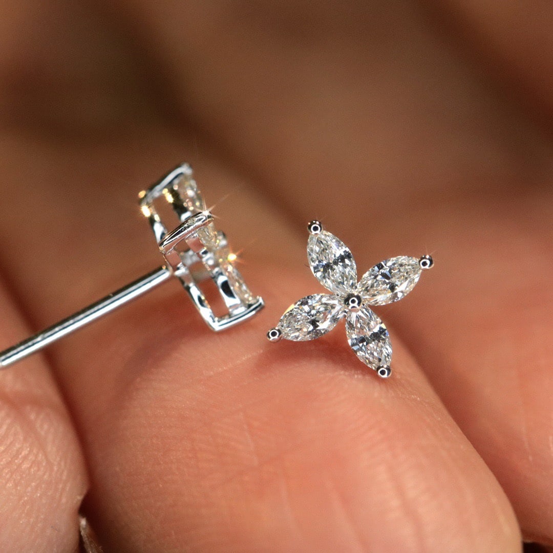 14k Gold 0.36 Ct Natural H Diamond Earrings - 3