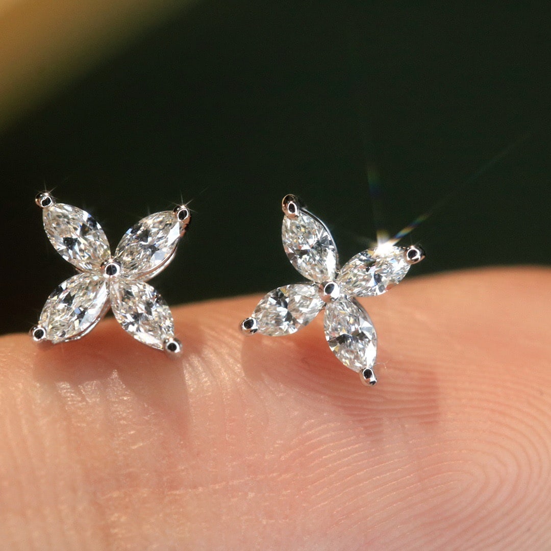 14k Gold 0.36 Ct Natural H Diamond Earrings - 5