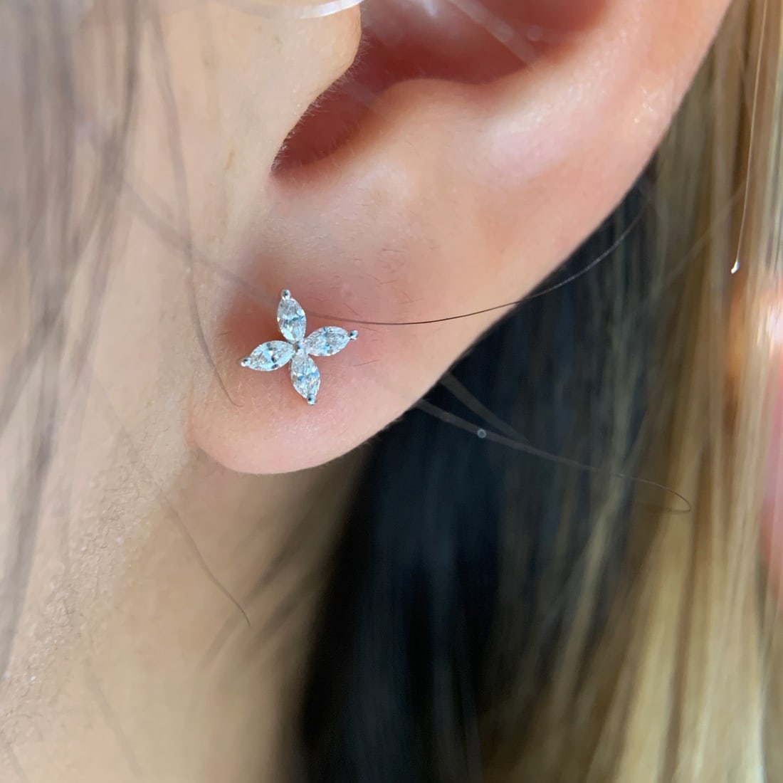 14k Gold 0.36 Ct Natural H Diamond Earrings - 6