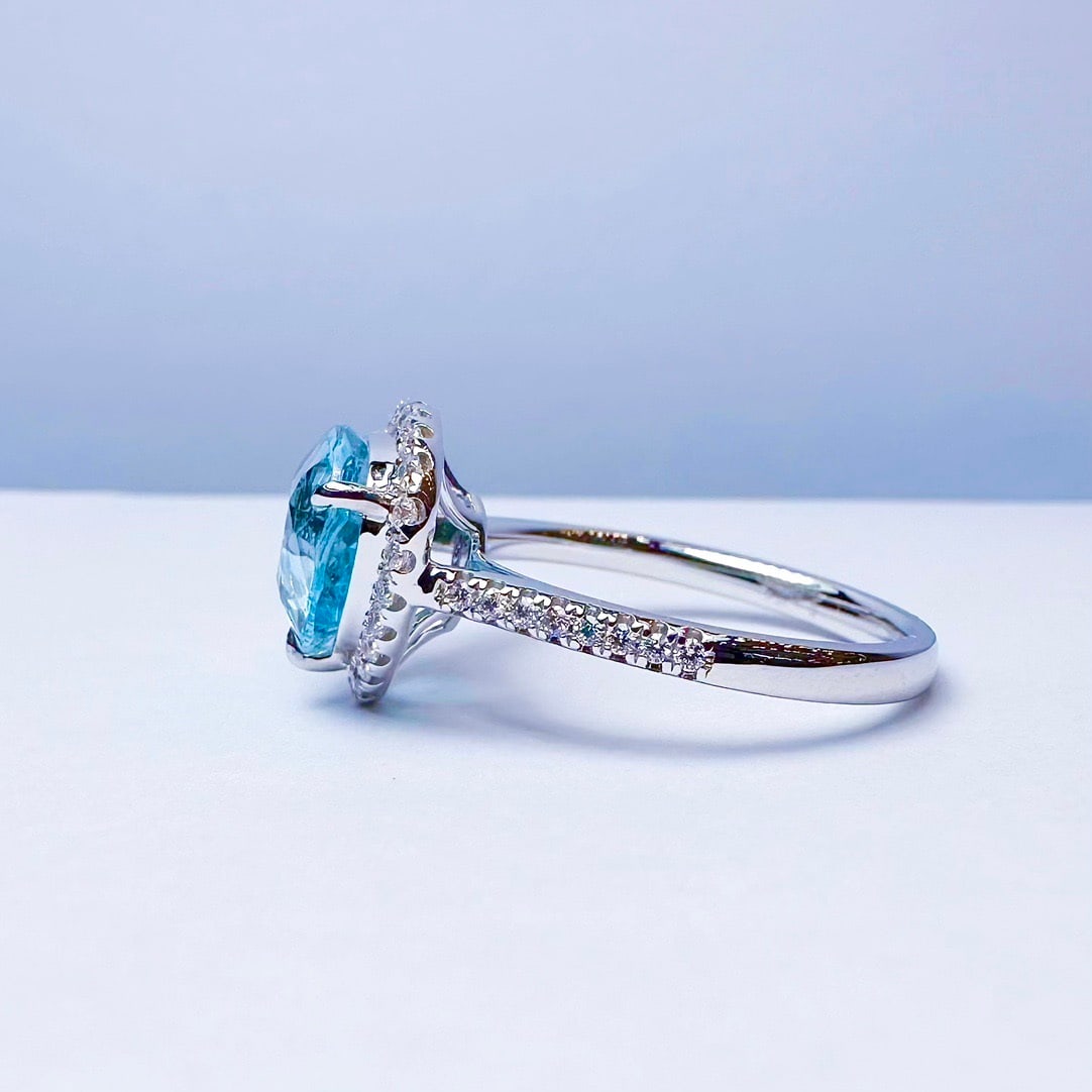 14k Gold 2.51 Ctw Natural Aquamarine & Diamond Ring - 3