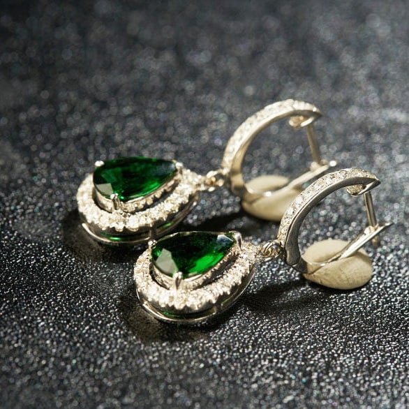 14k Gold 2.20 Ctw Natural Tourmaline & Diamond Earrings - 5