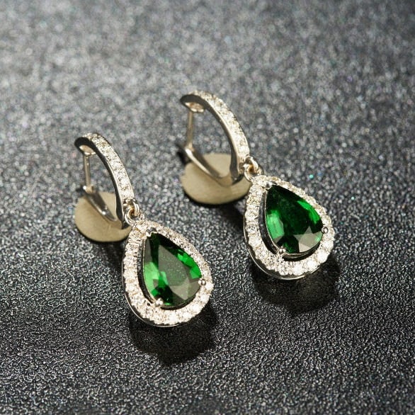 14k Gold 2.20 Ctw Natural Tourmaline & Diamond Earrings - 7