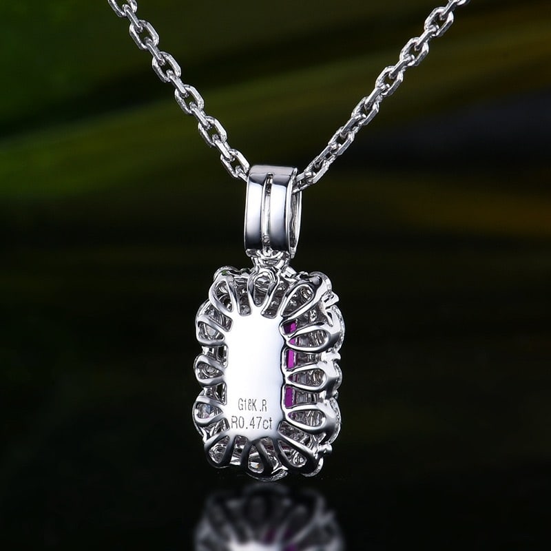 14k Gold 0.92 Ctw Natural Ruby & Diamond Pendant( Without Chain ) - 4