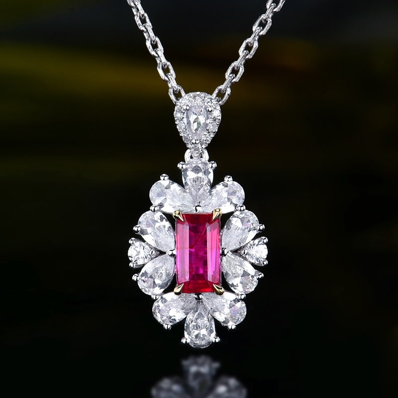 14k Gold 3.55 Ctw Natural Ruby & Diamond Pendant( Without Chain ): Ref:231140266 // gold content:14k gold // main gemstone:ruby // shape:octagonal // carat weight:0. 55ct // color:red // treatment:natural // // adjacent gemstone 2 : diamond // number of stones:10