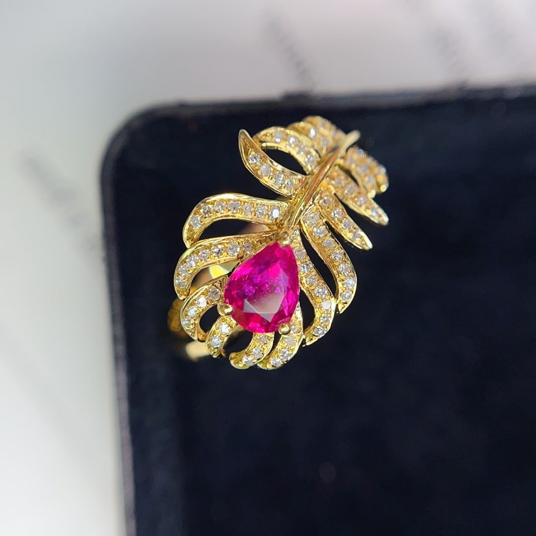 14k Gold 0.65 Ct Natural Ruby & Diamond Ring - 2