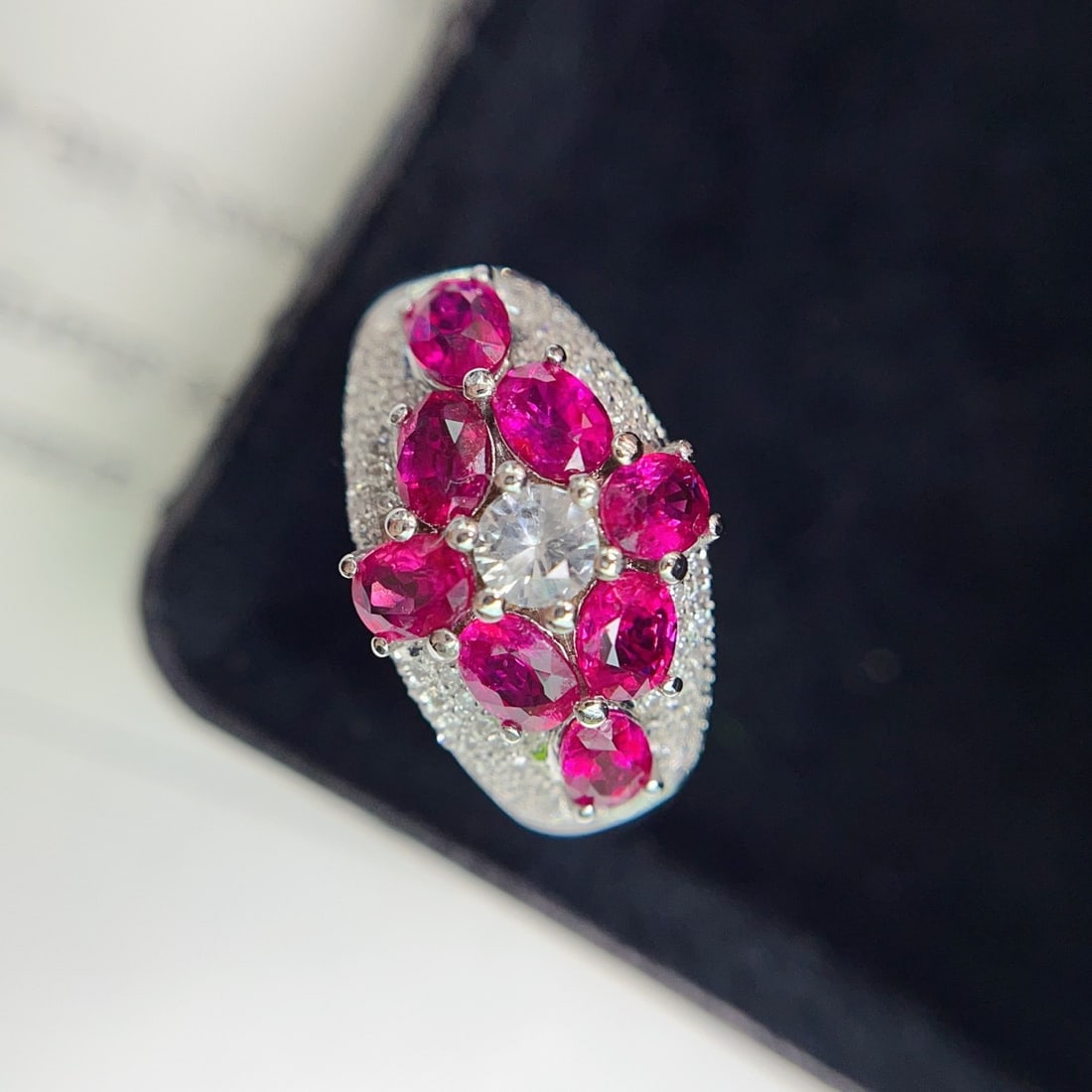 14k Gold 2.40 Ct Natural Ruby & Diamond & Sapphire Ring - 3