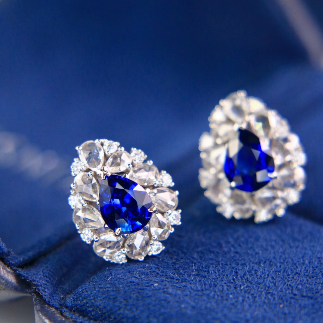 14k Gold 4.01 Ctw Natural Sapphire & Diamond Earrings - 5