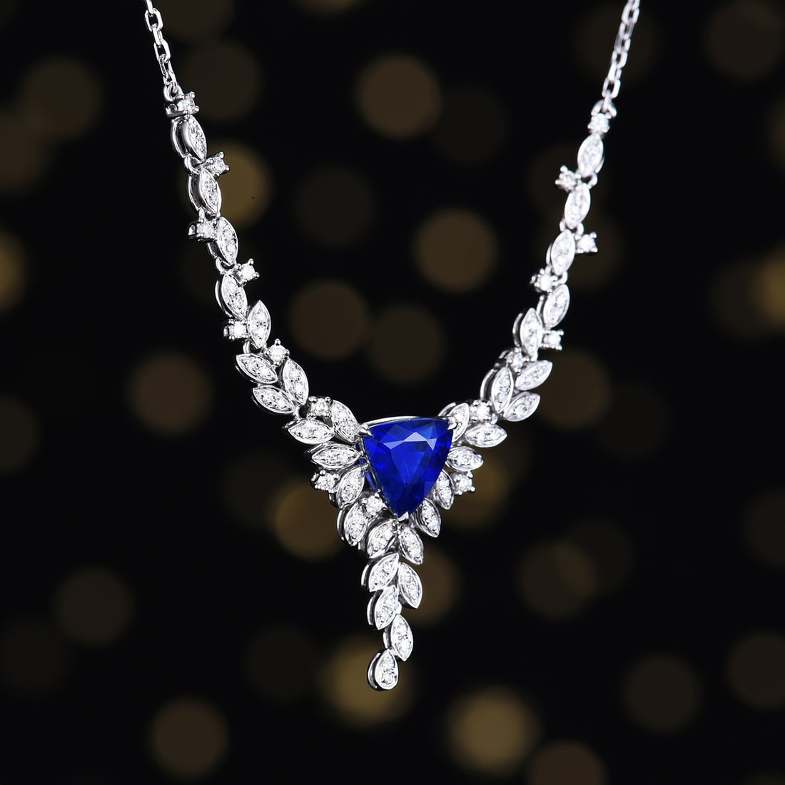 14k Gold 1.47 Ctw Natural Sapphire & Diamond Necklace - 3