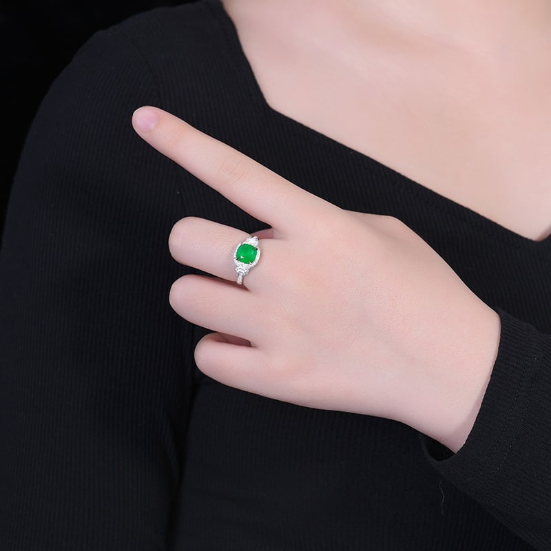 14k Gold 2.13 Ctw Vivid Green Natural Emerald & Diamond Ring - 5