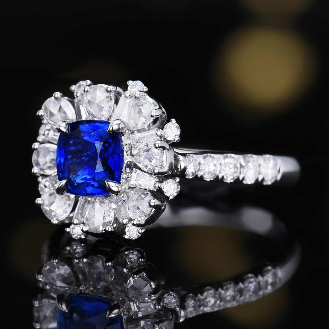 14k Gold 1.84 Ctw Vivid Blue Natural Sapphire & Diamond Ring/pendant( Without Chain ) - 2