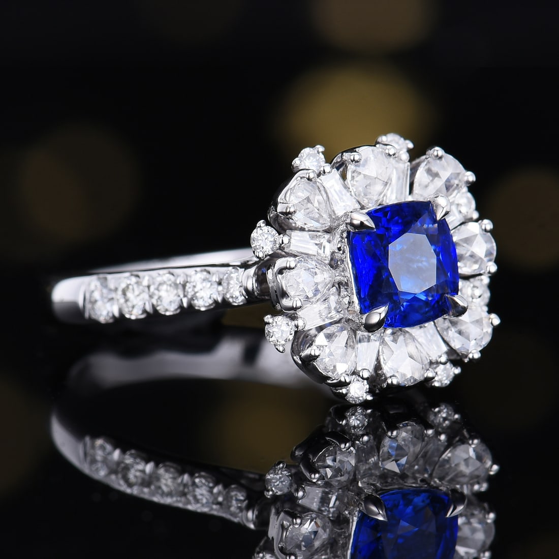 14k Gold 1.84 Ctw Vivid Blue Natural Sapphire & Diamond Ring/pendant( Without Chain ) - 3