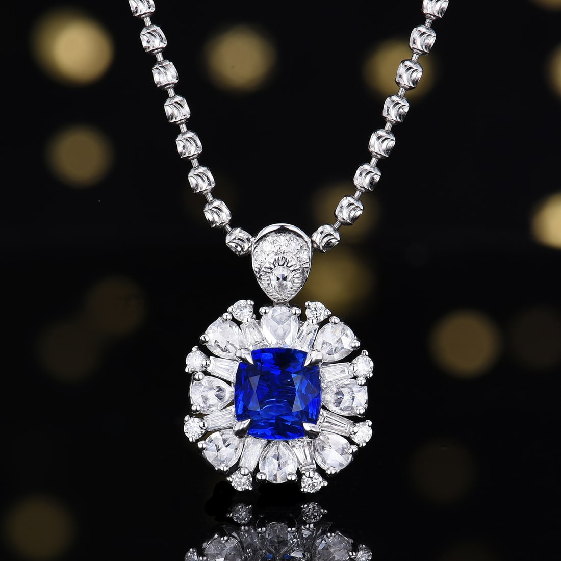 14k Gold 1.84 Ctw Vivid Blue Natural Sapphire & Diamond Ring/pendant( Without Chain ) - 5