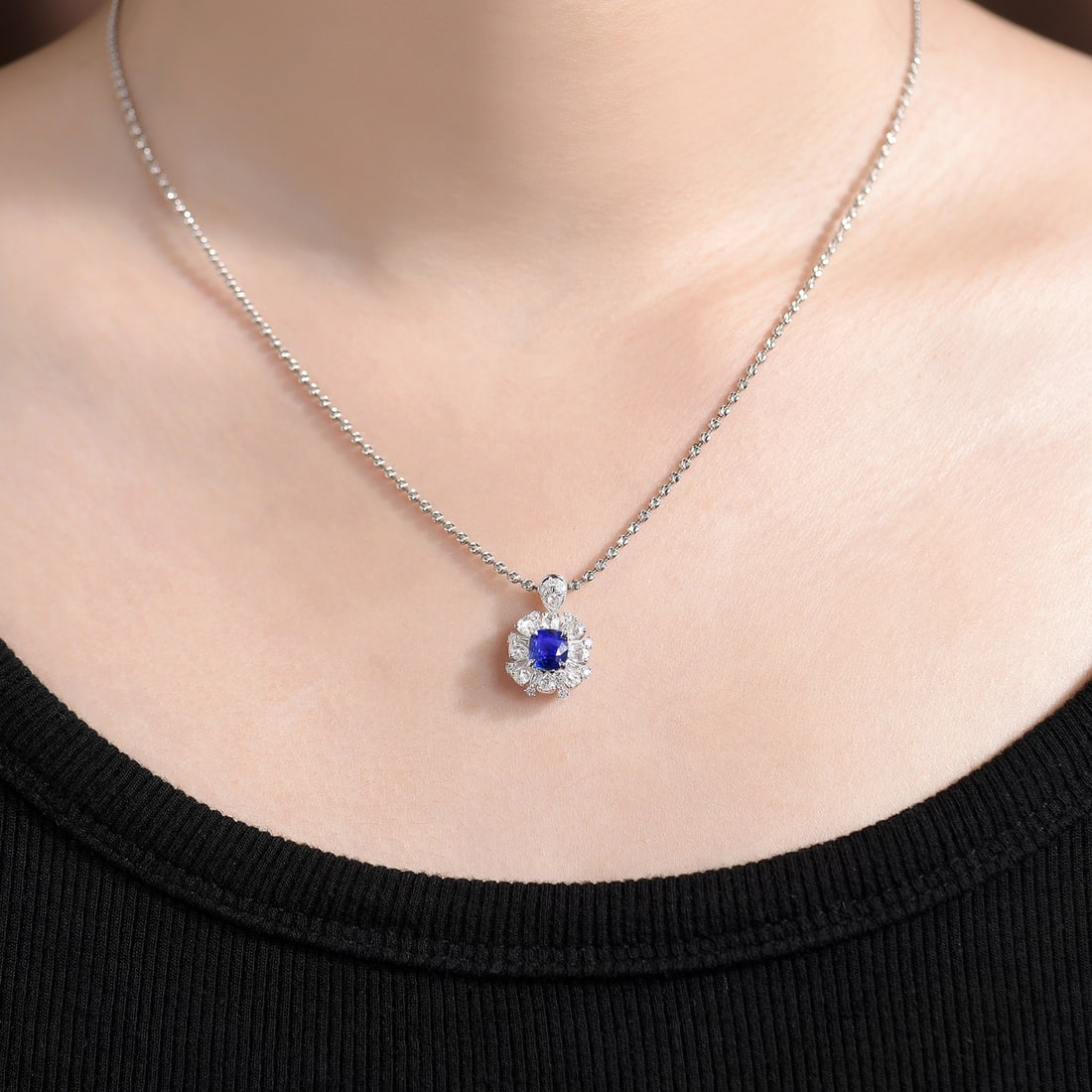 14k Gold 1.84 Ctw Vivid Blue Natural Sapphire & Diamond Ring/pendant( Without Chain ) - 6