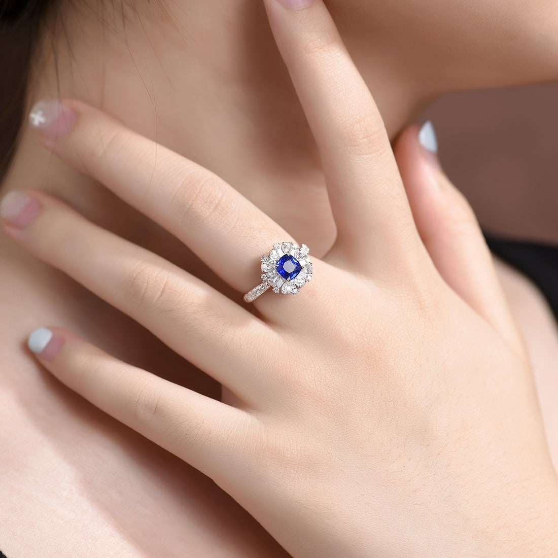 14k Gold 1.84 Ctw Vivid Blue Natural Sapphire & Diamond Ring/pendant( Without Chain ) - 8