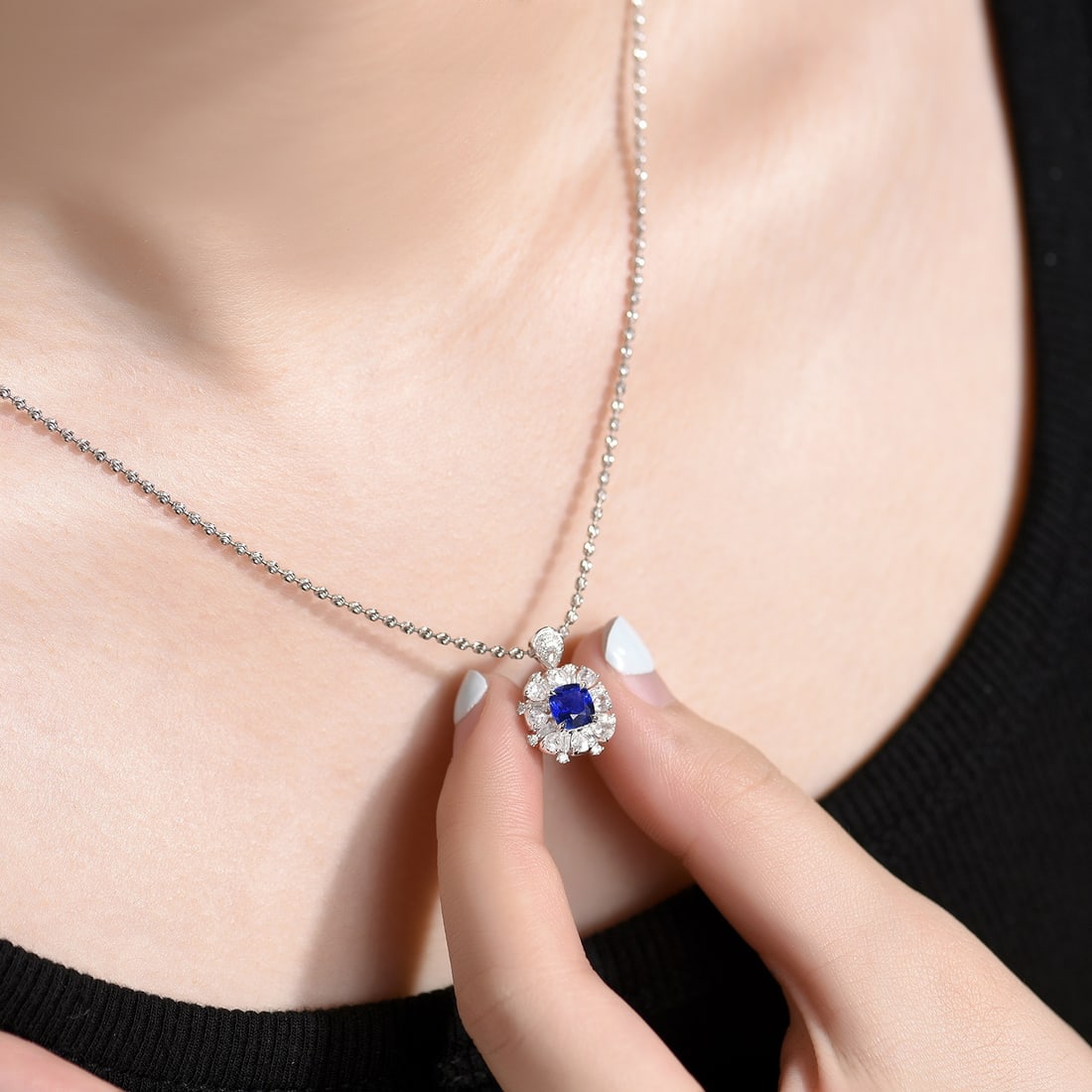 14k Gold 1.84 Ctw Vivid Blue Natural Sapphire & Diamond Ring/pendant( Without Chain ) - 9