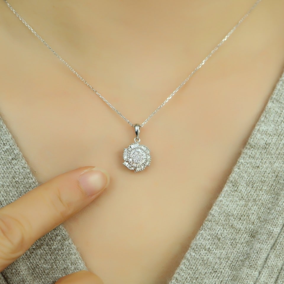 14k Gold 0.40 Ct Natural H Diamond Pendant( Without Chain ) - 5