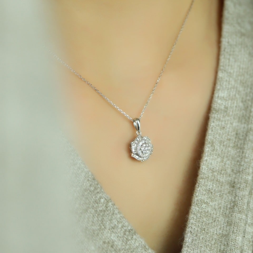 14k Gold 0.40 Ct Natural H Diamond Pendant( Without Chain ) - 6