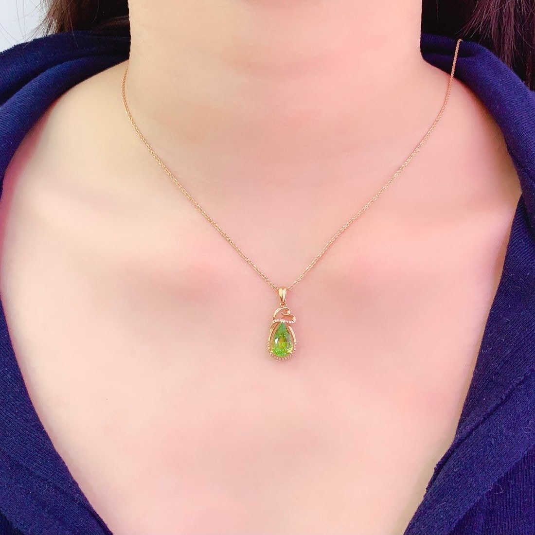 14k Gold 2.5 Ct Natural Tourmaline & Diamond Pendant( Without Chain ) - 6