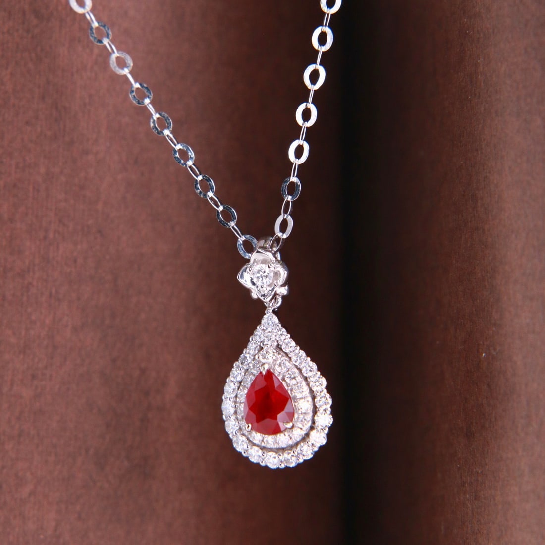 14k Gold 0.56 Ctw Natural Ruby & Diamond Necklace - 2