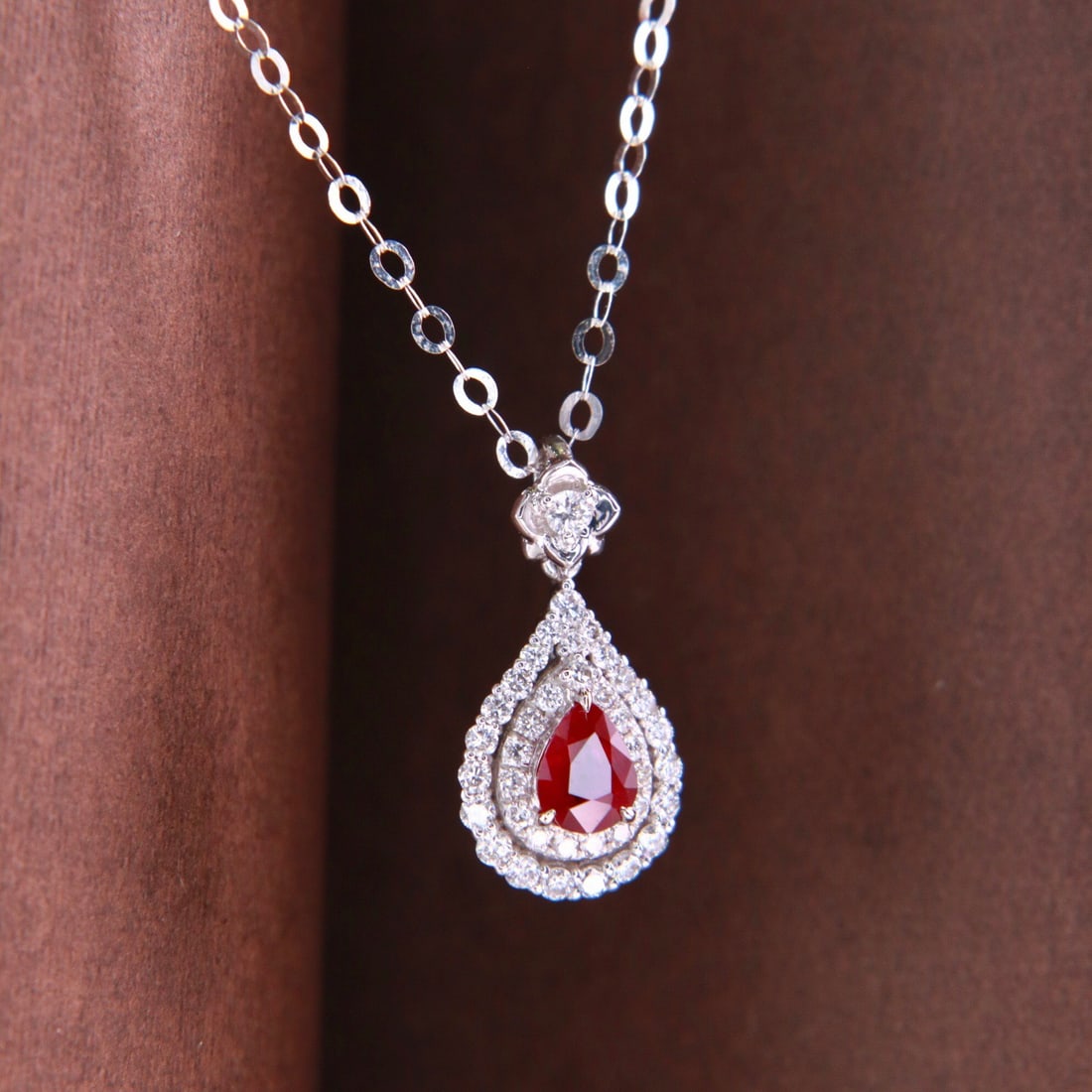 14k Gold 0.56 Ctw Natural Ruby & Diamond Necklace - 3