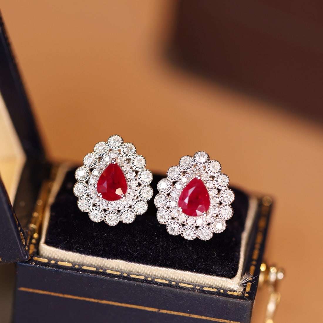 14k Gold 1.36 Ctw Natural Ruby & Diamond Earrings - 2