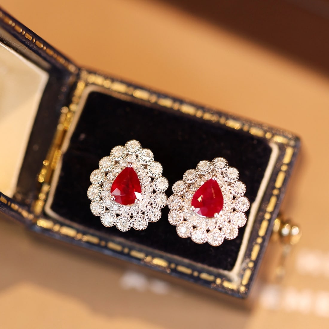 14k Gold 1.36 Ctw Natural Ruby & Diamond Earrings - 4