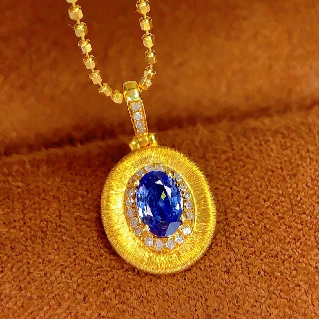 14k Gold 0.8 Ct Natural Sapphire & Diamond Pendant( Without Chain ) - 3