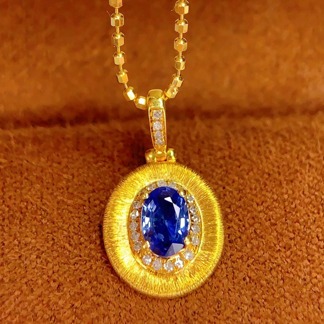 14k Gold 0.8 Ct Natural Sapphire & Diamond Pendant( Without Chain ) - 5
