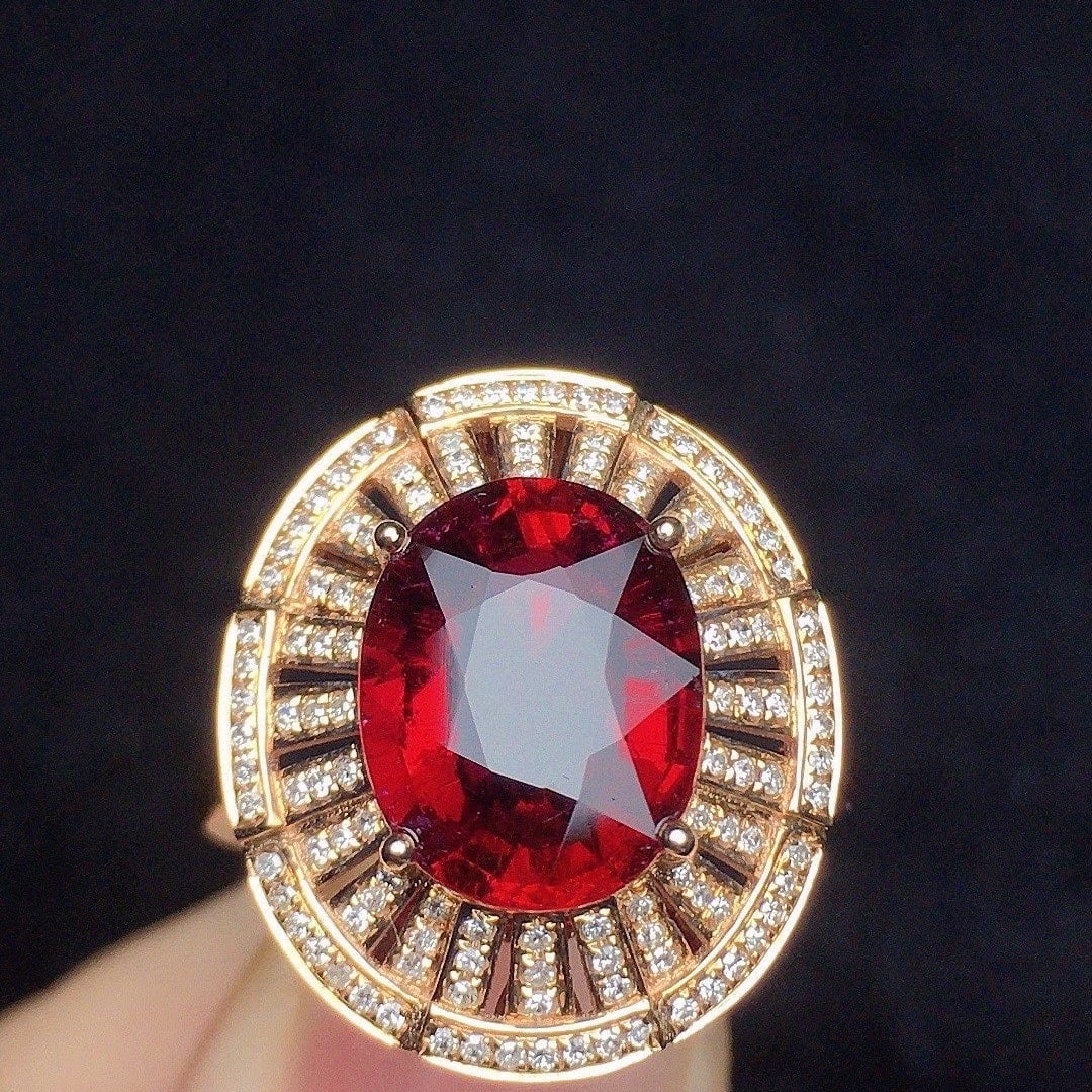 14k Gold 3.39 Ct Natural Tourmaline & Diamond Ring - 2