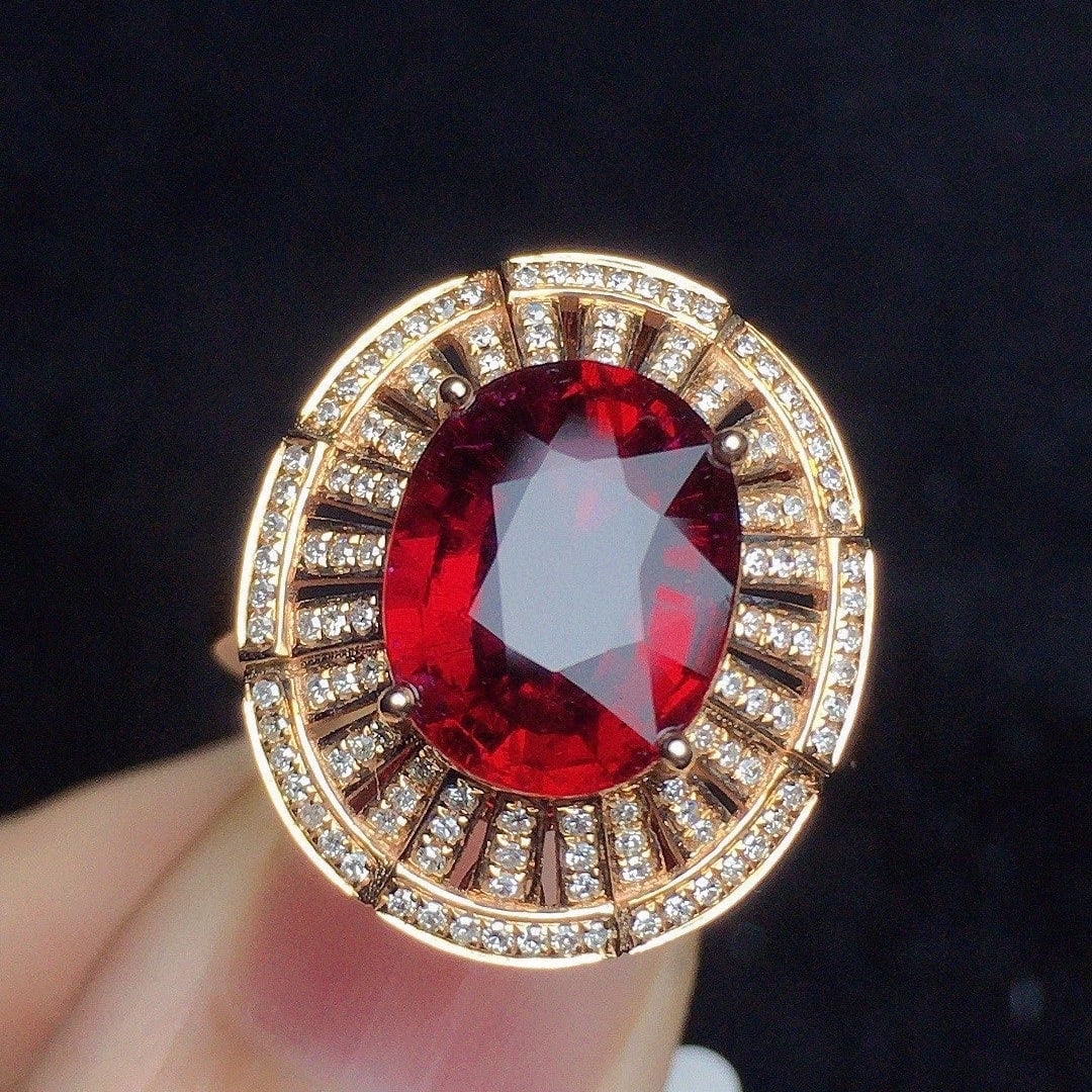 14k Gold 3.39 Ct Natural Tourmaline & Diamond Ring - 3