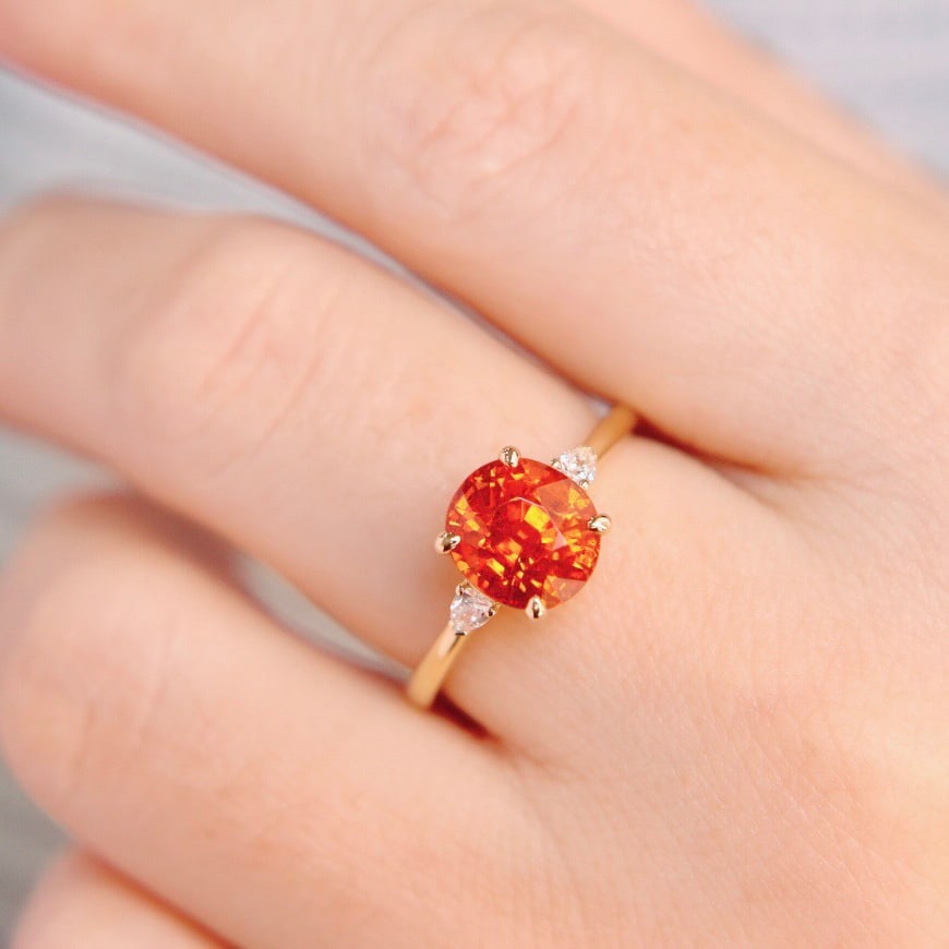 14k Gold 3.91 Ctw Natural Spessartine & Diamond Ring - 5