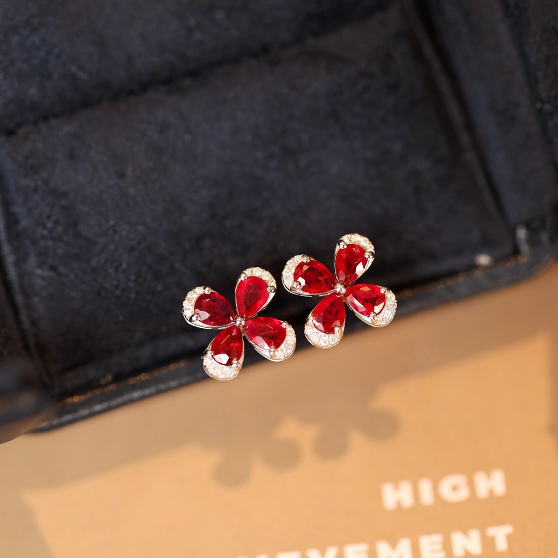 14k Gold 1.53 Ctw Natural Ruby & Diamond Earrings - 2