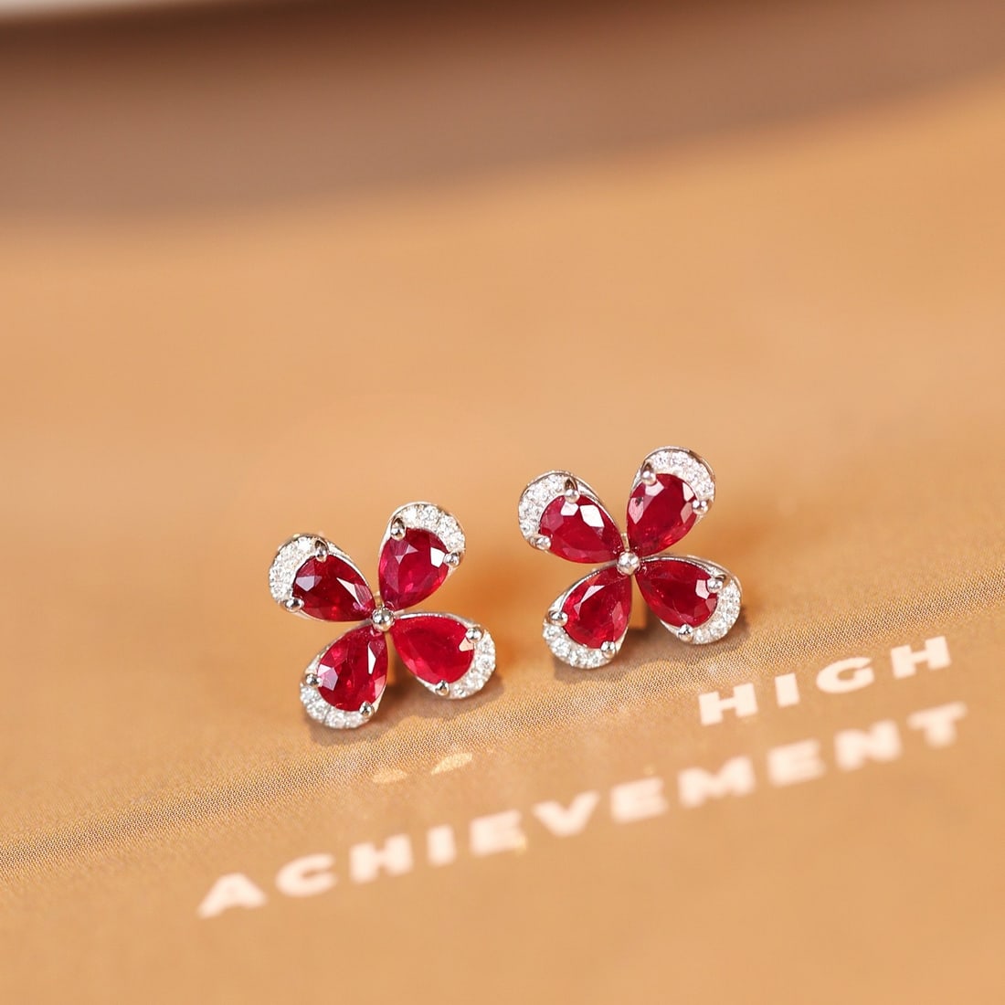 14k Gold 1.53 Ctw Natural Ruby & Diamond Earrings - 4