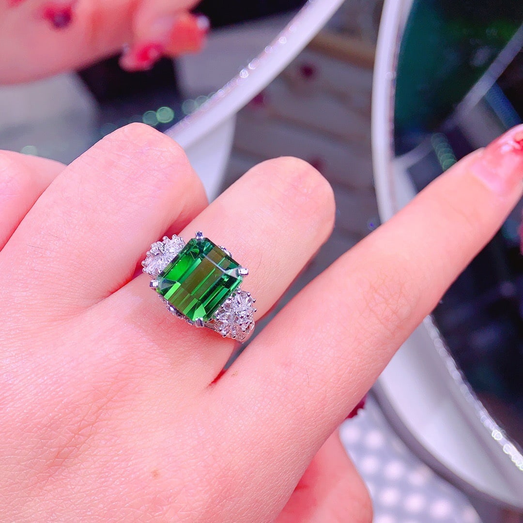 14k Gold 6.6 Ctw Natural Tourmaline & Diamond Ring - 6