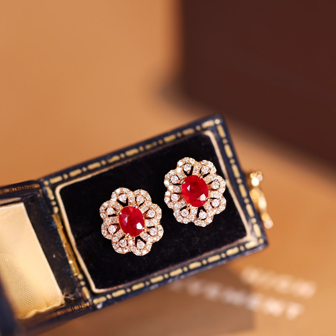 14k Gold 1.25 Ctw Natural Ruby & Diamond Earrings - 2