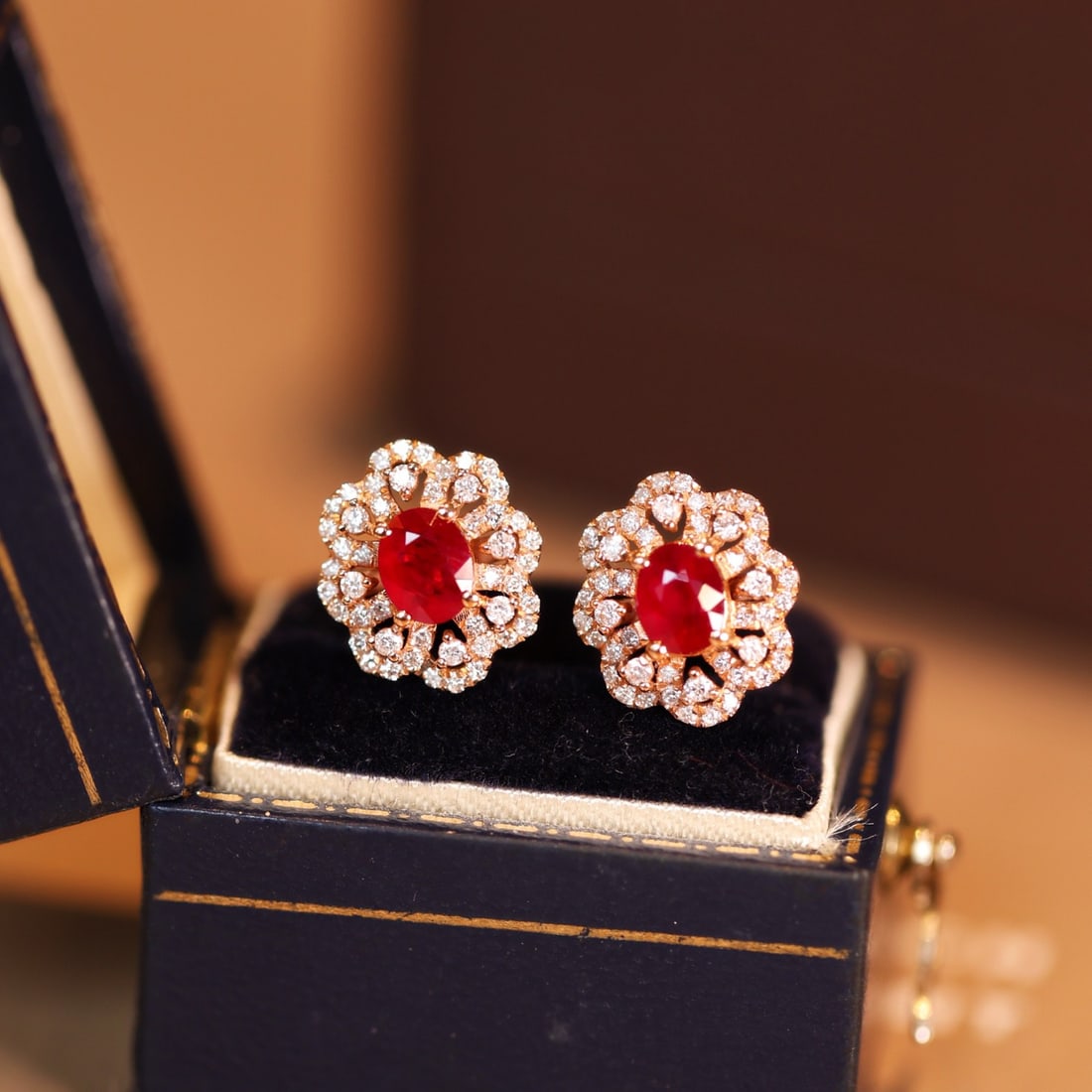 14k Gold 1.25 Ctw Natural Ruby & Diamond Earrings - 3