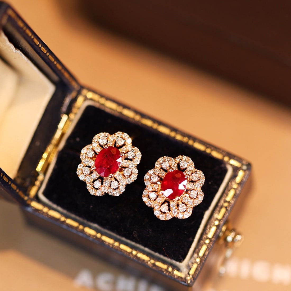 14k Gold 1.25 Ctw Natural Ruby & Diamond Earrings - 4