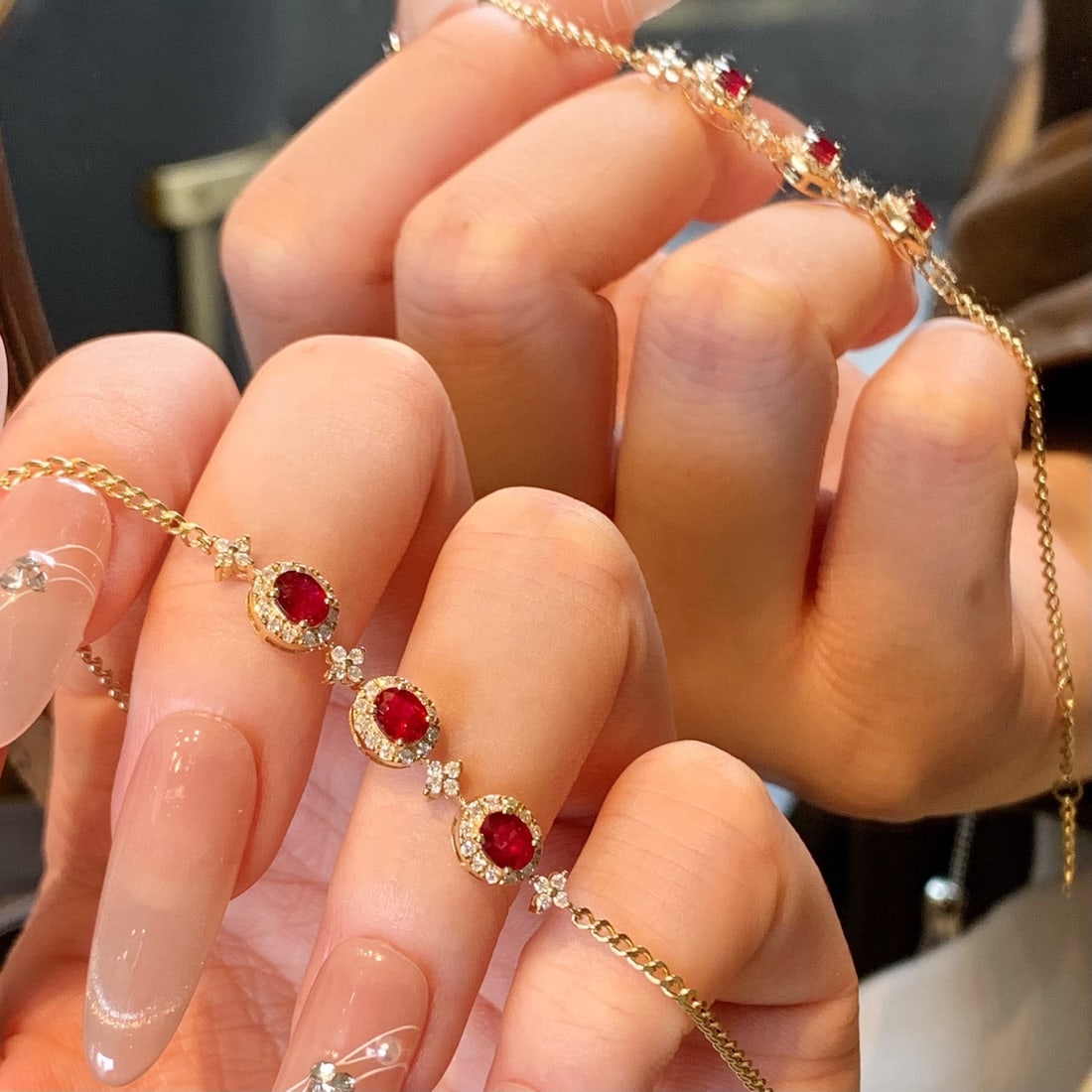 14k Gold 1.33 Ctw Natural Ruby & Diamond Bracelet - 5