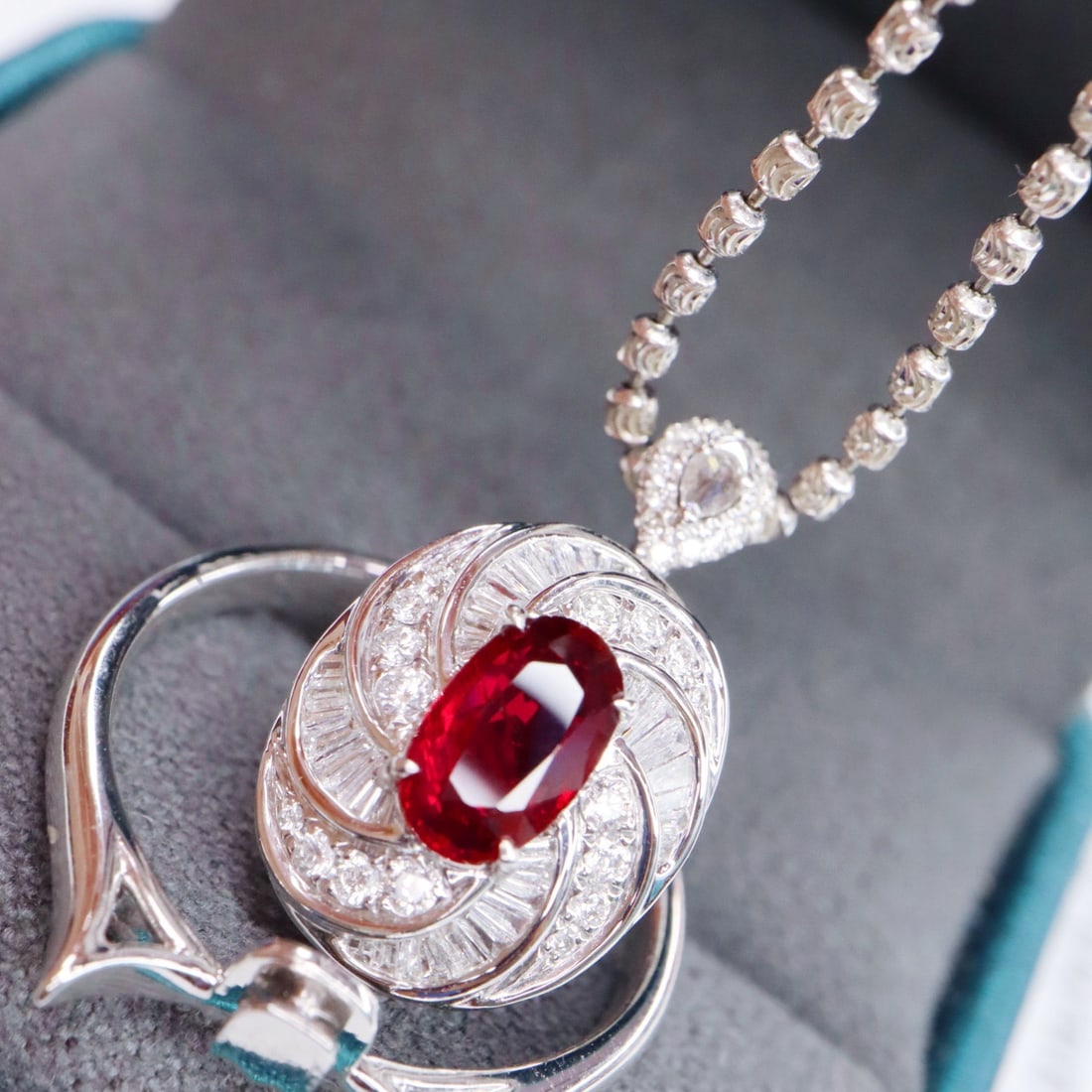 14k Gold 1.50 Ctw Natural Ruby & Diamond Ring/pendant( Without Chain ) - 3