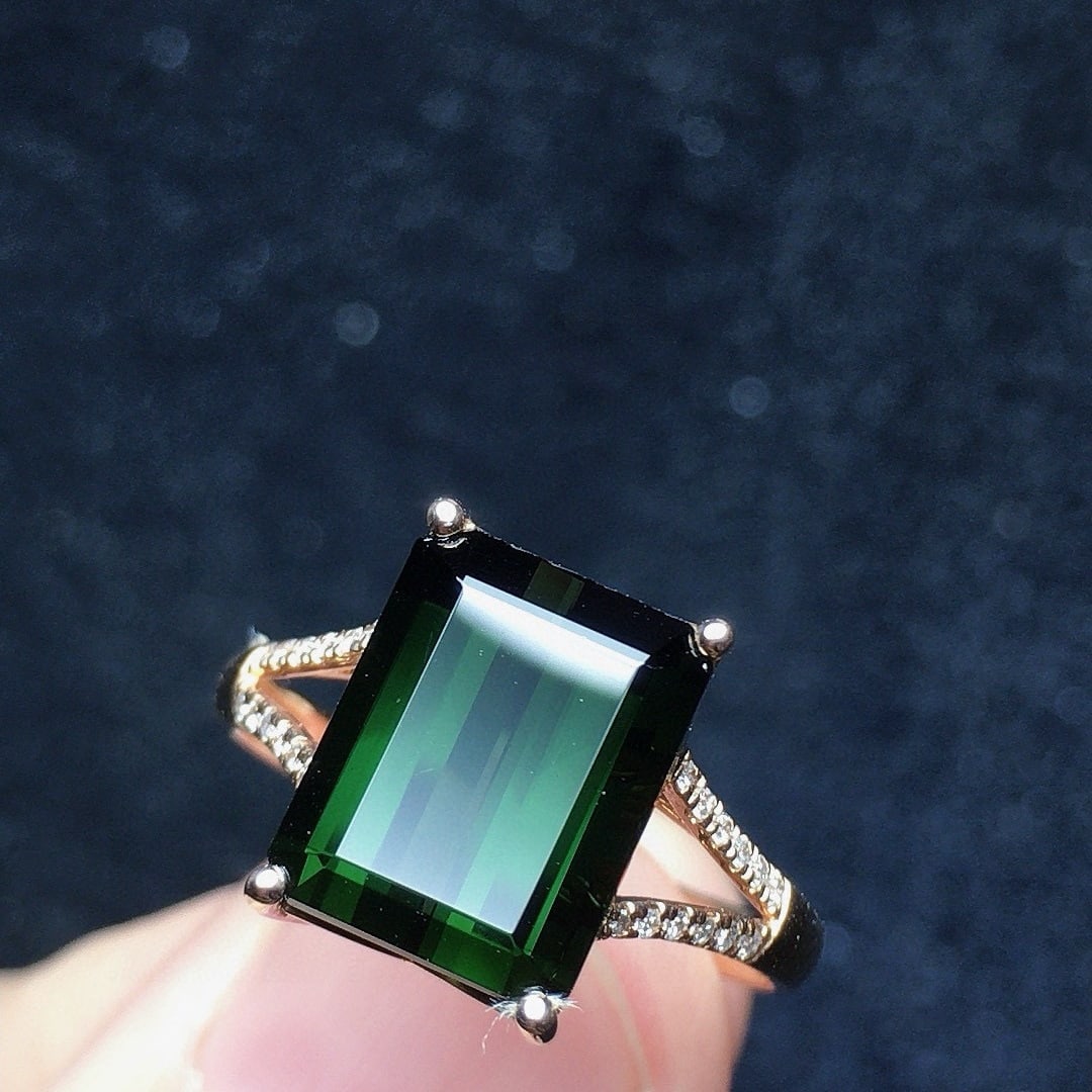 14k Gold 4.2 Ct Natural Tourmaline & Diamond Ring - 3