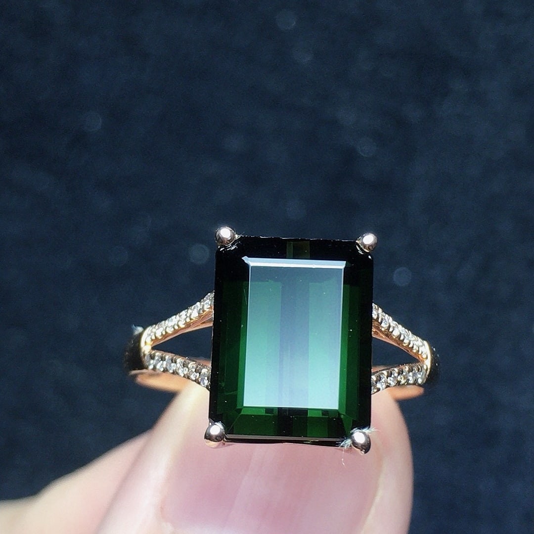 14k Gold 4.2 Ct Natural Tourmaline & Diamond Ring - 4