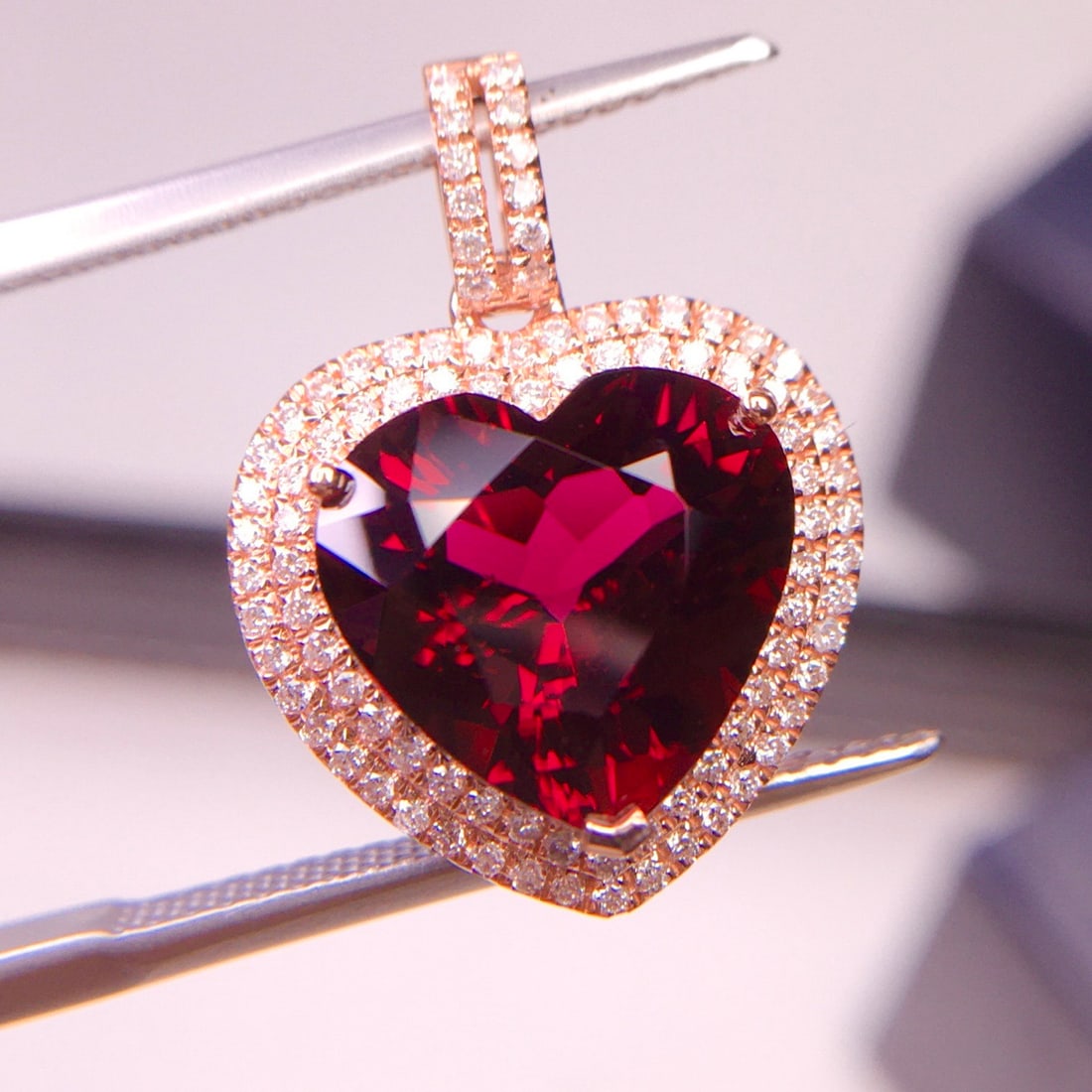 14k Gold 4.1 Ct Natural Tourmaline & Diamond Pendant( Without Chain ) - 2