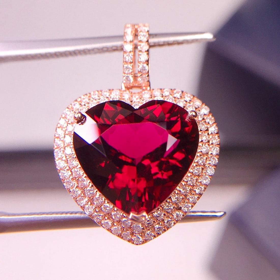 14k Gold 4.1 Ct Natural Tourmaline & Diamond Pendant( Without Chain ) - 4