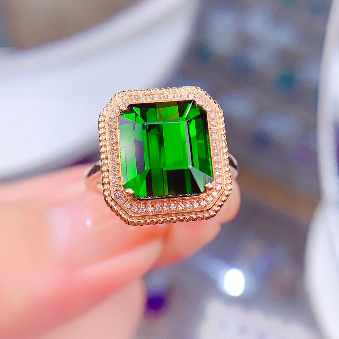 14k Gold 7.5 Ct Natural Tourmaline & Diamond Ring - 3