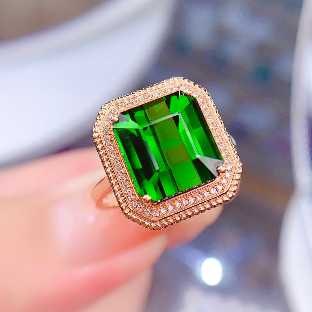 14k Gold 7.5 Ct Natural Tourmaline & Diamond Ring - 5