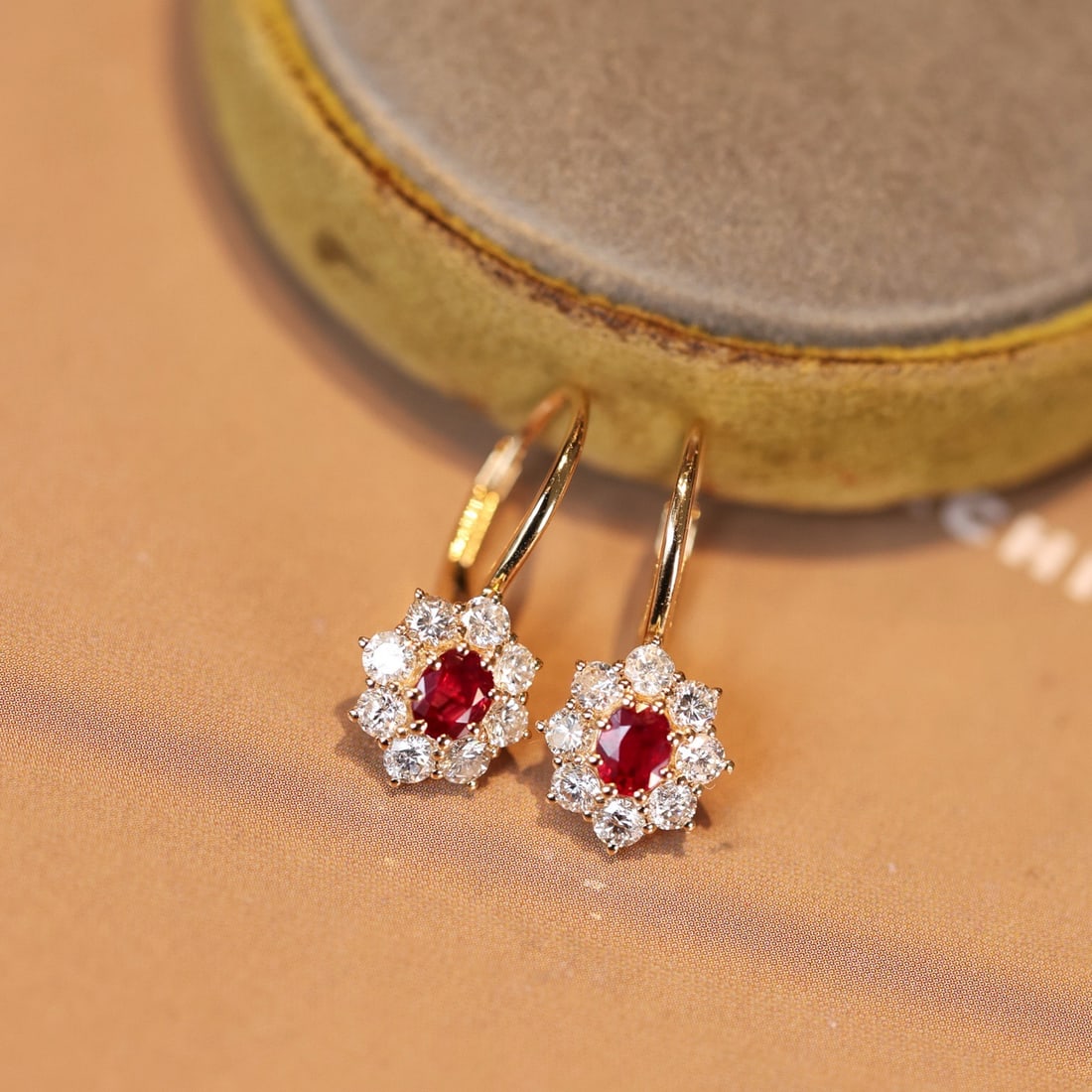 14k Gold 1.32 Ctw Natural Ruby & Diamond Earrings - 2
