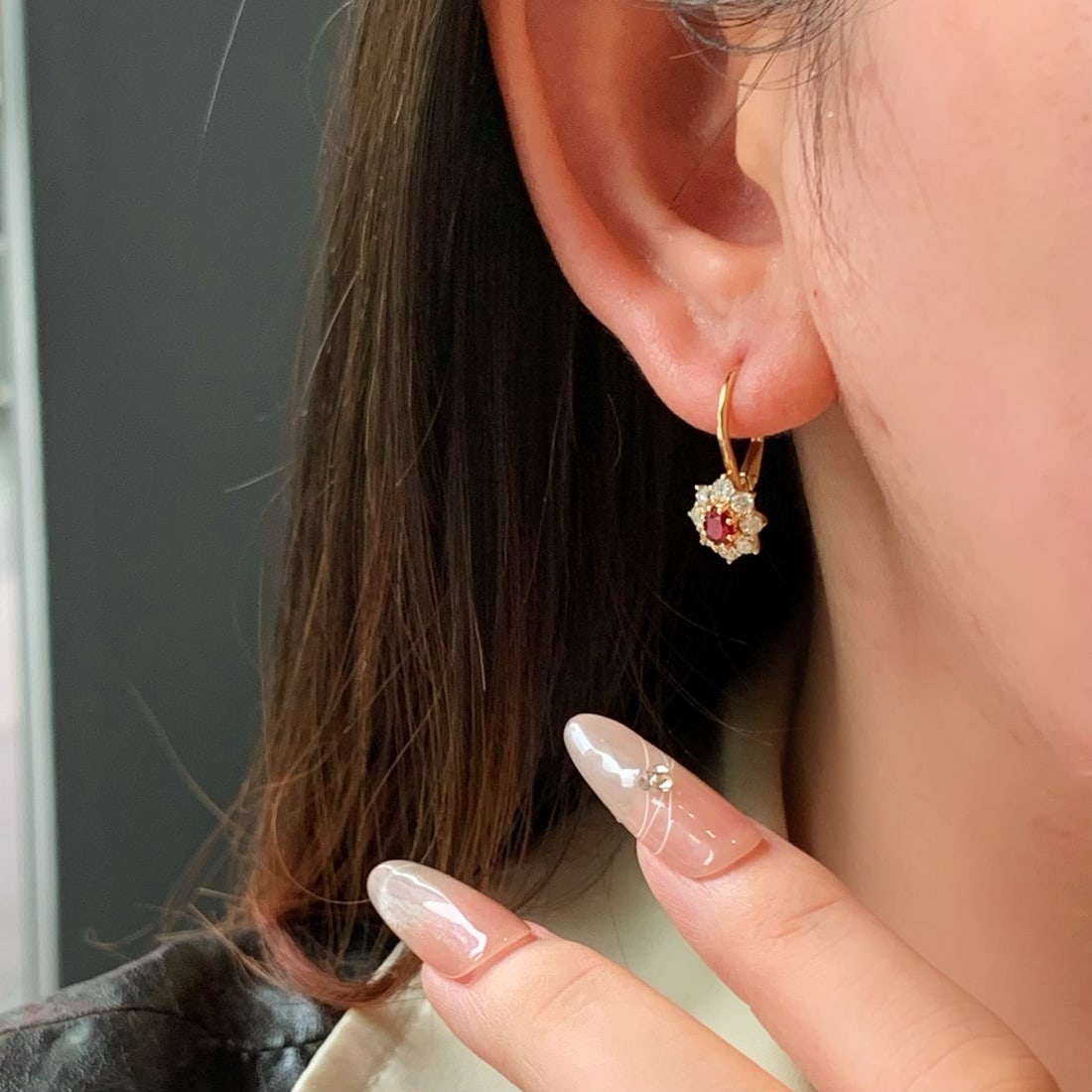 14k Gold 1.32 Ctw Natural Ruby & Diamond Earrings - 4