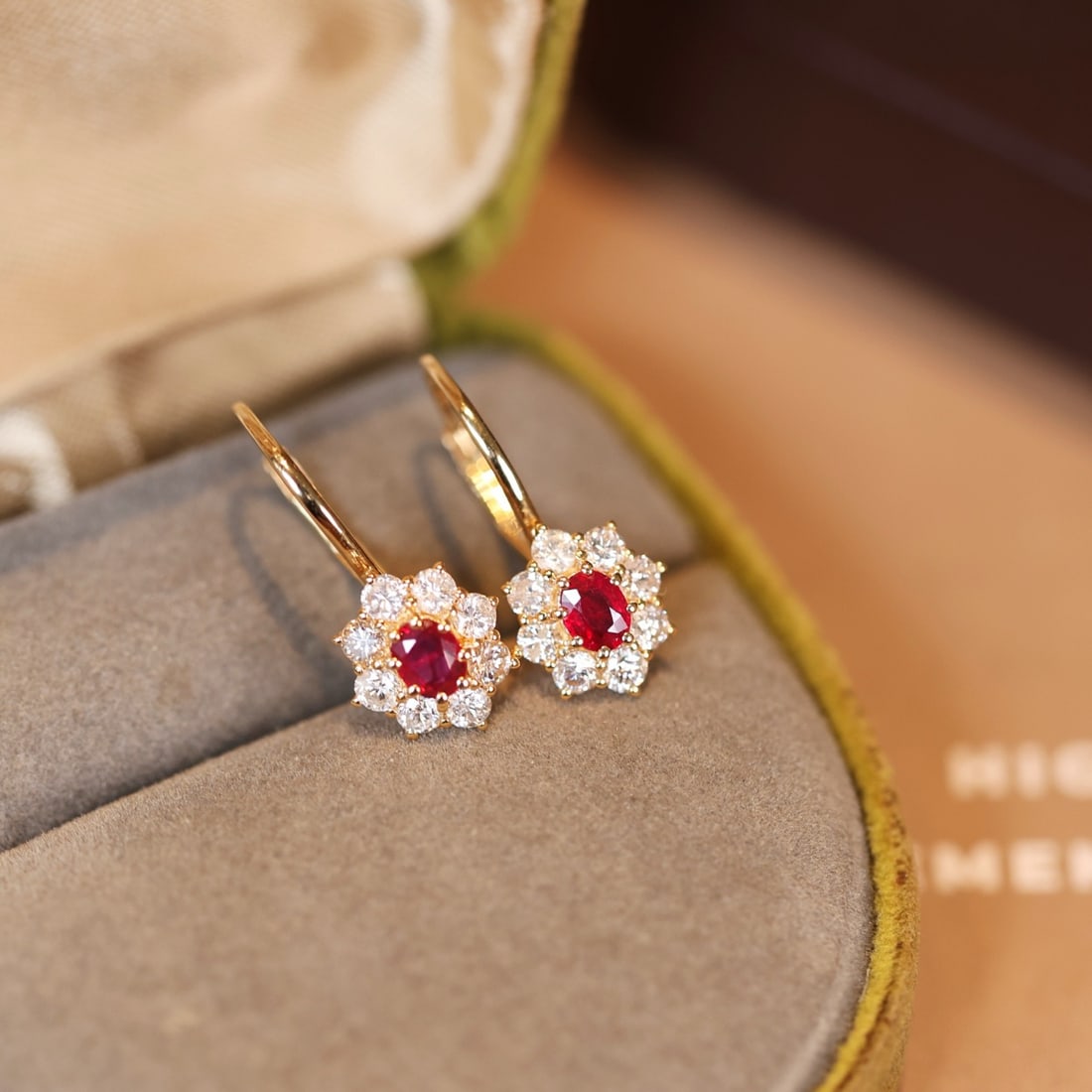 14k Gold 1.32 Ctw Natural Ruby & Diamond Earrings - 7